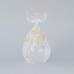 ΓΥΑΛΙΝΟ ΣΤΟΛΙΔΙ, ΑΓΓΕΛΟΣ, ΔΙΑΦΑΝΟ ΜΕ ΧΡΥΣΟ GLITTER, ΣΕΤ 2ΤΜΧ, 9,5x17,5cm
