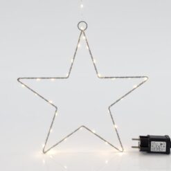 ΑΣΗΜΙ ΑΣΤΕΡΙ ΦΩΤΙΖΟΜΕΝ0 30cm, 30 MINI LED ΣΤΟ ΑΣΤΕΡΙ ΚΑΙ 15 MINI LED ΣΤΟ ΚΑΛΩΔΙΟ, ΣΤΑΘΕΡΟΣ ΜΕΤΑΣΧΗΜΑΤΙΣΤΗΣ, ΑΣΗΜΙ ΧΑΛΚΙΝΟ ΚΑΛΩΔΙΟ, ΘΕΡΜΟ ΛΕΥΚΟ LED, ΠΡΟΕΚΤΑΣΗ ΠΑΡΟΧΗΣ 3m, IP44