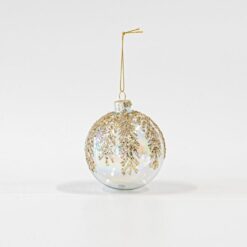 ΓΥΑΛΙΝΗ ΜΠΑΛΑ, ΔΙΑΦΑΝΗ, ΜΕ ΧΡΥΣΑ GLITTER, ΣΕΤ 4ΤΜΧ, 10cm