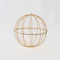 ΦΩΤΙΖΟΜΕΝΗ ΜΕΤΑΛΛΙΚΗ ΜΠΑΛΑ 40cm, 240 MINI LED, ΜΕΤΑΣΧΗΜΑΤΙΣΤΗ, ΧΡΥΣΟΣ ΜΕΤΑΛΛΙΚΟΣ ΣΚΕΛΕΤΟΣ, ΜΠΡΟΝΖΕ ΧΑΛΚΙΝΟ ΚΑΛΩΔΙΟ, ΘΕΡΜΟ ΛΕΥΚΟ LED, ΠΡΟΕΚΤΑΣΗ ΠΑΡΟΧΗΣ 5m, IP44