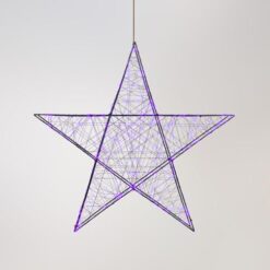 ΑΣΤΕΡΙ ΦΩΤΙΖΟΜΕΝΟ 78cm, 240 LED, 4,5V ΜΕΤΑΣΧΗΜΑΤΙΣΤΗ, TIMER, ΜΑΥΡΟΣ ΜΕΤΑΛΛΙΚΟΣ ΣΚΕΛΕΤΟΣ, ΜΑΥΡΟ ΧΑΛΚΙΝΟ ΚΑΛΩΔΙΟ, ΜΩΒ LED, ΠΡΟΕΚΤΑΣΗ ΠΑΡΟΧΗΣ 5m, IP44
