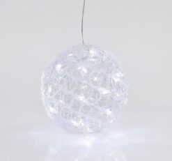 ΑΚΡΥΛΙΚΗ ΜΠΑΛΑ, 30 ΛΕΥΚΑ LED, ΜΕ ΜΕΤΑΣΧΗΜΑΤΙΣΤΗ, 20cm, IP44
