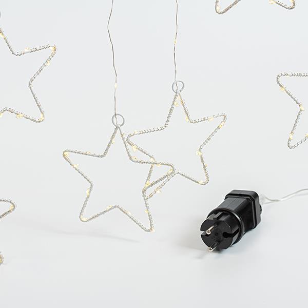 ΚΟΥΡΤΙΝΑ, 184 MINI LED, 8 ΜΕΤΑΛΛΙΚΑ ΑΣΤΕΡΙΑ 12cm, ΜΕΤΑΣΧΗΜΑΤΙΣΤΗ, ΑΣΗΜΙ ΧΑΛΚΙΝΟ ΚΑΛΩΔΙΟ, ΘΕΡΜΟ ΛΕΥΚΟ LED (H155 x W175cm, 20 ΣΕΙΡΕΣ x 12 LED), ΠΡΟΕΚΤΑΣΗ ΠΑΡΟΧΗΣ 3m, IP44