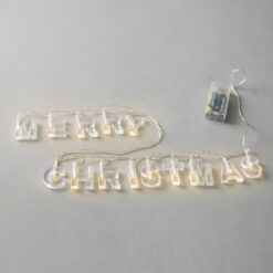 ΣΕΙΡΑ, 14 LED 5mm, 'MERRY CHRISTMAS' ΜΕ ΔΙΑΦΑΝΑ ΓΡΑΜΜΑΤΑ, ΜΠΑΤΑΡΙΑΣ 2xAA, TIMER,  ΔΙΑΦΑΝΟ PVC ΚΑΛΩΔΙΟ, ΘΕΡΜΟ ΛΕΥΚΟ LED ΑΝΑ 8cm, ΠΡΟΕΚΤΑΣΗ ΠΑΡΟΧΗΣ 30cm, IP20