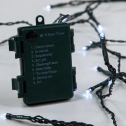 ΣΕΙΡΑ, 48 LED 3mm, ΜΠΑΤΑΡΙΑΣ 3xAA, 8 ΠΡΟΓΡΑΜΜΑΤΑ & ΜΝΗΜΗ, TIMER, ΠΡΑΣΙΝΟ PVC ΚΑΛΩΔΙΟ, ΛΕΥΚΟ LED ANA 10cm, ΠΡΟΕΚΤΑΣΗ ΠΑΡΟΧΗΣ 30cm, IP44 (DISPLAY BOX 24τμχ)