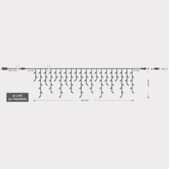 ΒΡΟΧΗ, 144 LED 3mm, 36V ΜΕΤΑΣΧΗΜΑΤΙΣΤΗ, 4 ΕΠΕΚΤΑΣΕΙΣ ΕΩΣ 3 ΣΕΤ, ΔΙΑΦΑΝΟ PVC ΚΑΛΩΔΙΟ, ΘΕΡΜΟ ΛΕΥΚΟ LED (H60 x W300cm, 5/7/5/7), ΠΡΟΕΚΤΑΣΗ ΠΑΡΟΧΗΣ 3m, ΙΡ44