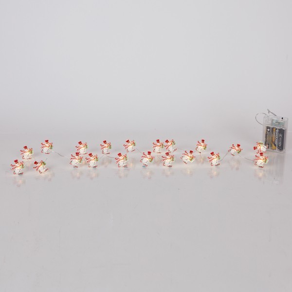 ΣΕΙΡΑ, 20 MINI LED, ΧΙΟΝΑΝΘΡΩΠΟΣ, ΜΠΑΤΑΡΙΑΣ 3xAA, ΧΡΟΝΟΔΙΑΚΟΠΤΗ, ΑΣΗΜΙ ΧΑΛΚΙΝΟ ΚΑΛΩΔΙΟ, ΘΕΡΜΟ ΛΕΥΚΟ LED ΑΝΑ 10cm, ΠΡΟΕΚΤΑΣΗ ΠΑΡΟΧΗΣ 30cm, IP20