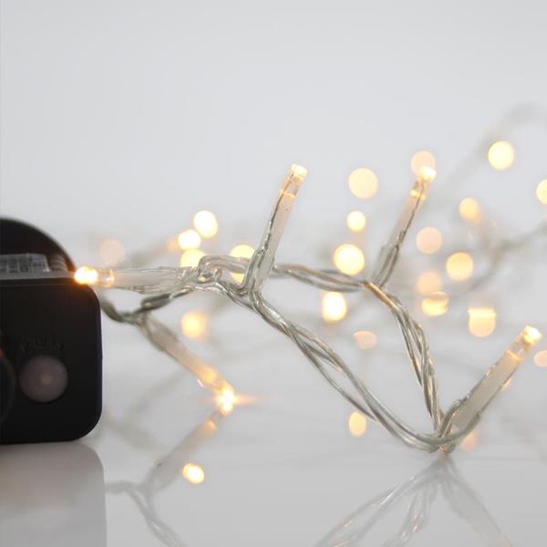 ΣΕΙΡΑ, 100 LED 3mm, 31V ΜΕΤΑΣΧΗΜΑΤΙΣΤΗ, 8 ΠΡΟΓΡΑΜΜΑΤΑ & ΜΝΗΜΗ, ΔΙΑΦΑΝΟ PVC ΚΑΛΩΔΙΟ, ΘΕΡΜΟ ΛΕΥΚΟ LED ΑΝΑ 5cm, ΠΡΟΕΚΤΑΣΗ ΠΑΡΟΧΗΣ 3m, ΙΡ44