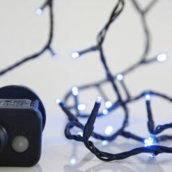 ΣΕΙΡΑ, 100 LED 3mm, 31V ΜΕΤΑΣΧΗΜΑΤΙΣΤΗ, 8 ΠΡΟΓΡΑΜΜΑΤΑ & ΜΝΗΜΗ, ΠΡΑΣΙΝΟ PVC ΚΑΛΩΔΙΟ, ΜΠΛΕ LED ΑΝΑ 5cm,  ΠΡΟΕΚΤΑΣΗ ΠΑΡΟΧΗΣ 3m, ΙΡ44